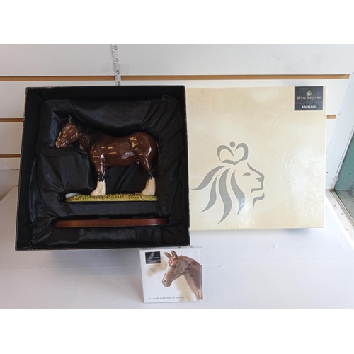 28 - Lovely Royal Doulton Horse with Plinth & Certificate. Mint & Boxed