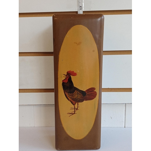 36 - Paper Mache Lacquered Box with Cockerel Decoration