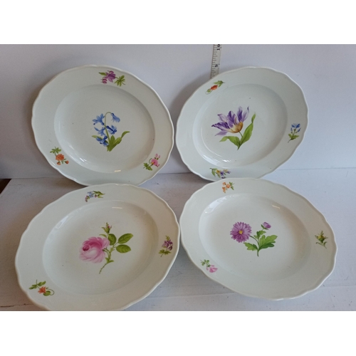 121 - Set of 4 19th Century Meissen Plate/Shallow Bowls