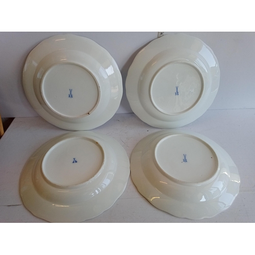 121 - Set of 4 19th Century Meissen Plate/Shallow Bowls