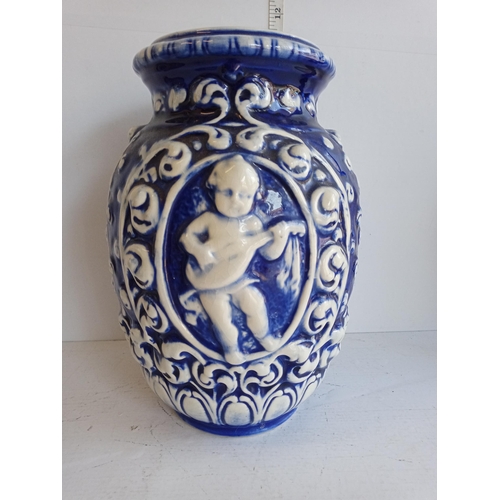 145 - Blue & White Cherub Vase