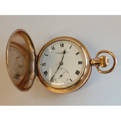 178 - Good Working order Gold Tone Pocket Watch By M Harrison & Sons, Liverpool