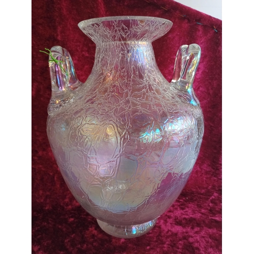 117 - Huge Victorian Irridescent Crackle Glass Vase