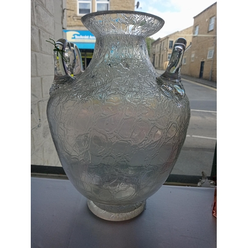 117 - Huge Victorian Irridescent Crackle Glass Vase