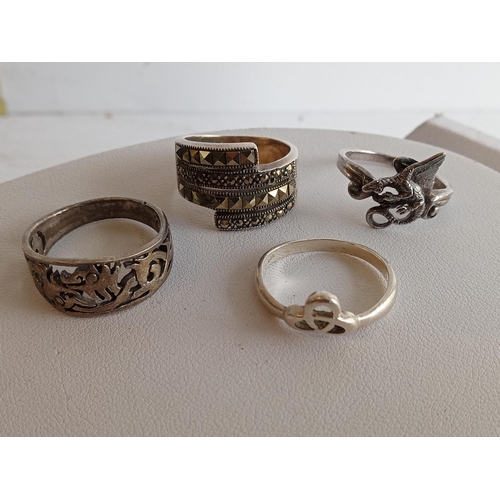 14 - 4 Assorted Silver Rings