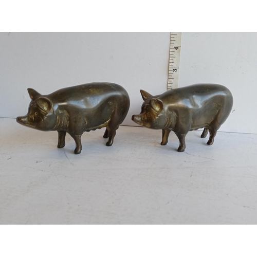 299 - Pair of Heavy Bronze Pig Ornaments