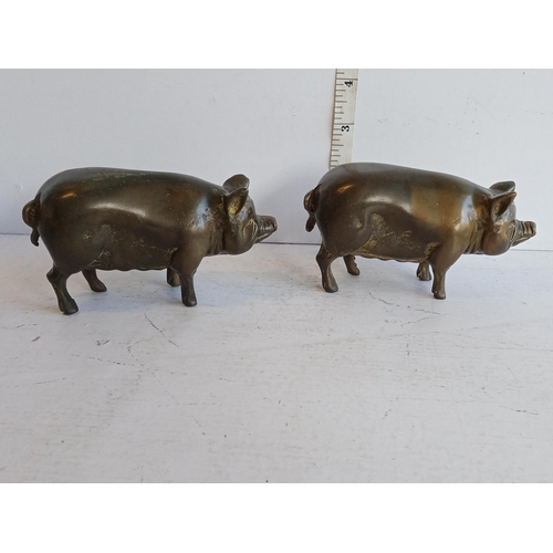 299 - Pair of Heavy Bronze Pig Ornaments