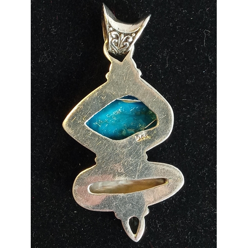 3 - Quality Silver Pendant set with Turquoise and Abalone