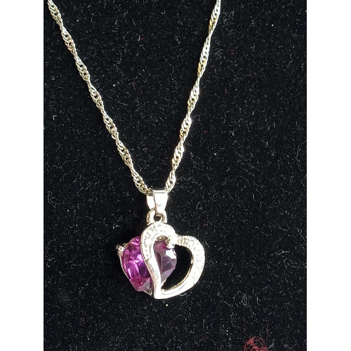 4 - Silver Chain & Pendant with Amethyst