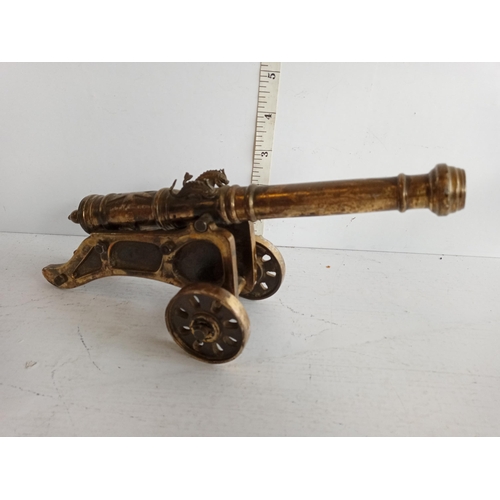 45 - Early Brass Cannon with Fish Decoration