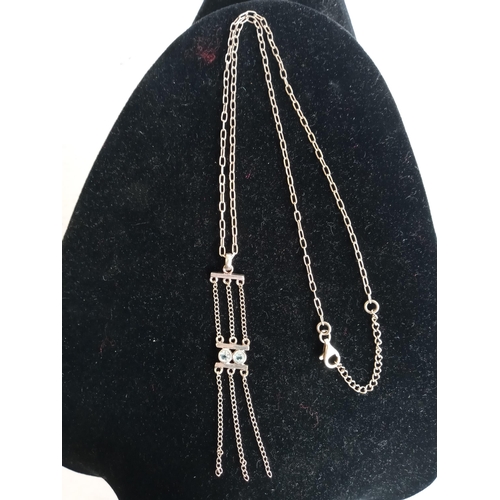 6 - Silver Chain and Pendant with Light Blue Stones