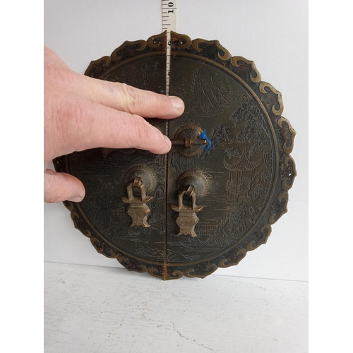 73 - Large Chinese Bronze Lock, Intricately Chased