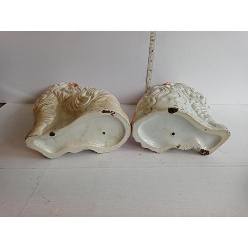 77 - Pair of1840's Staffordshire Flatback Spaniel Dogs. nice condition