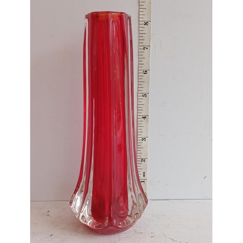 83 - Red Whitefriars Glass Vase