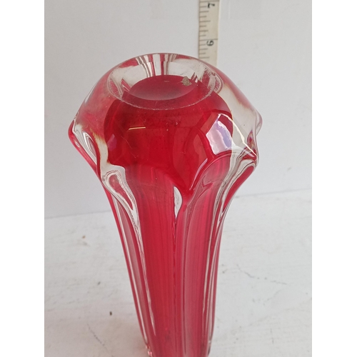 83 - Red Whitefriars Glass Vase