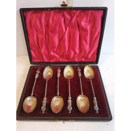 60 - Ornate Boxed Set of Silver Apostle Spoons