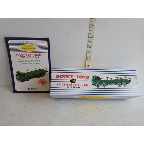 19 - Dinky Super Toy Foden Flat Truck with Chains, No 905,.  Boxed & Mint with Certificate