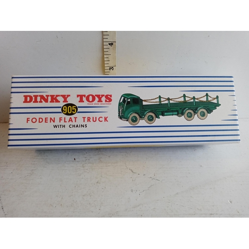 19 - Dinky Super Toy Foden Flat Truck with Chains, No 905,.  Boxed & Mint with Certificate