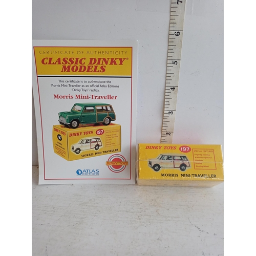 25 - Classic Dinky Models Morris Mini Traveller, No 197.  Boxed & Mint with Certificate