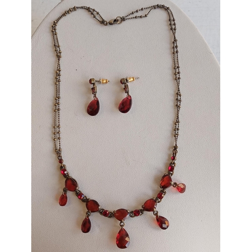 258 - Chain & Earring Set with Garnets