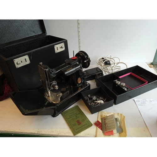 Singer Portable Electric Sewing Machine No 221K1 in Fitted Box & with