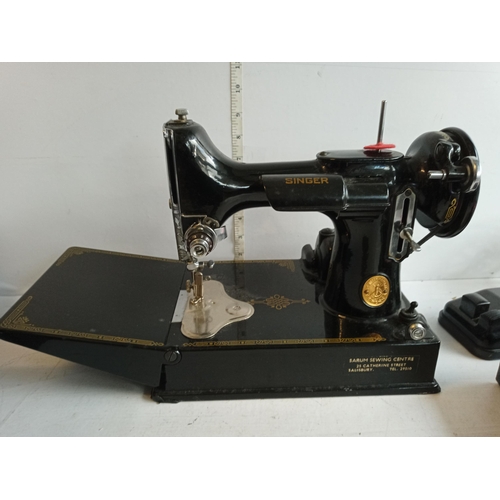 Singer Portable Electric Sewing Machine No 221K1 in Fitted Box & with ...