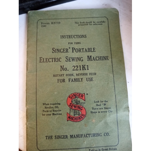 Singer Portable Electric Sewing Machine No 221K1 in Fitted Box & with