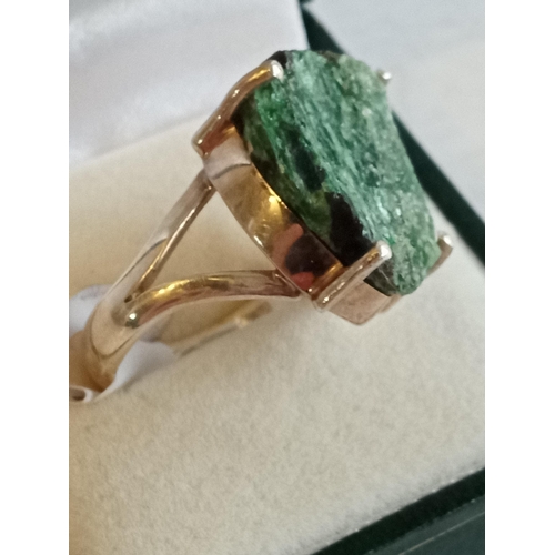 73 - Silver & Green Drusy Ring, size N