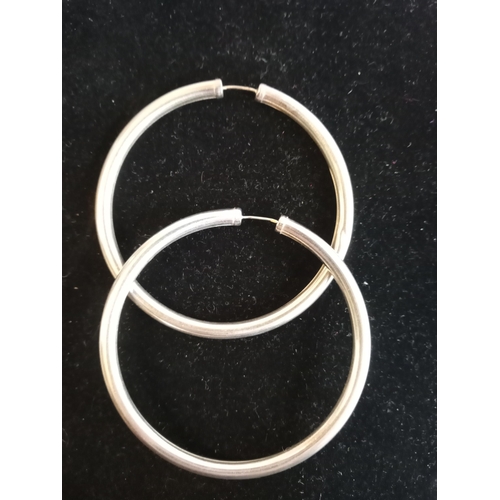 153 - Pair of Large Silver Hoop Earrings