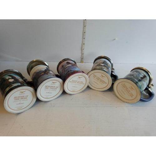 125 - 5 Franklin Mint Lidded Tankards