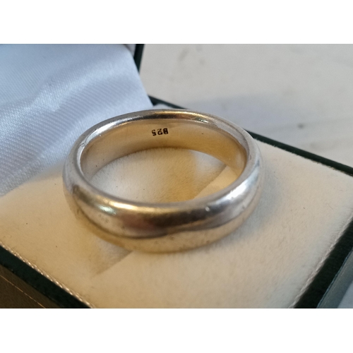 138 - Heavy Silver Gents Band Ring, size U