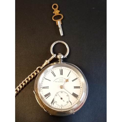 135 - Fattorini & Sons Bradford Silver Pocket Watch with Albert Chain, Chain. In Beautiful Condition and R... 