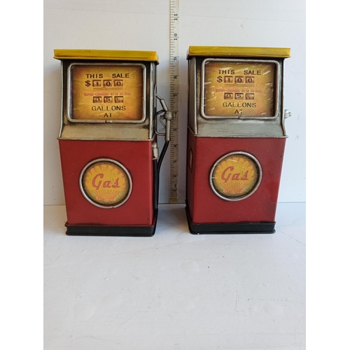 219 - 2 Metal Petrol Pump Money Savers, Never Used