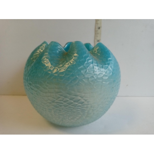 33 - Blue Satin Glass Vase