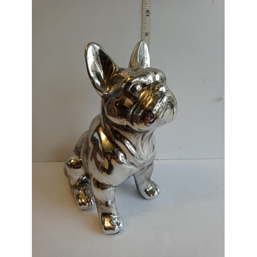 54 - Silver Colour  French Bull Dog Ornament