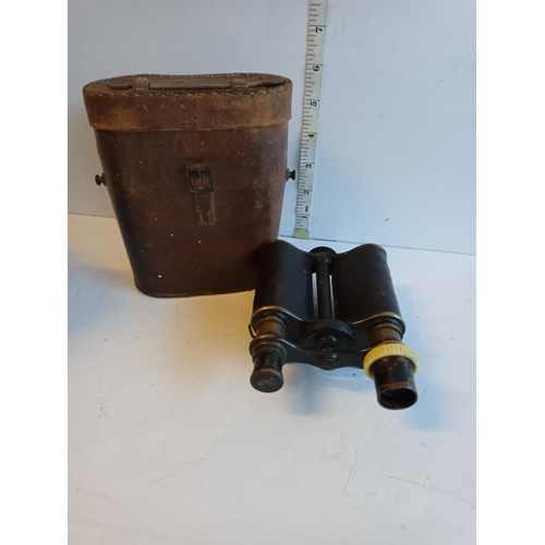 98 - Pair of Early Binoculars in Case