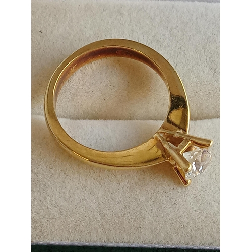 10A - 18ct Gold Ring with full 1/2 ct Quality Diamond, size 6