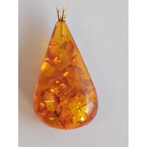 130 - Good Quality Amber Pendant with Gold Bail