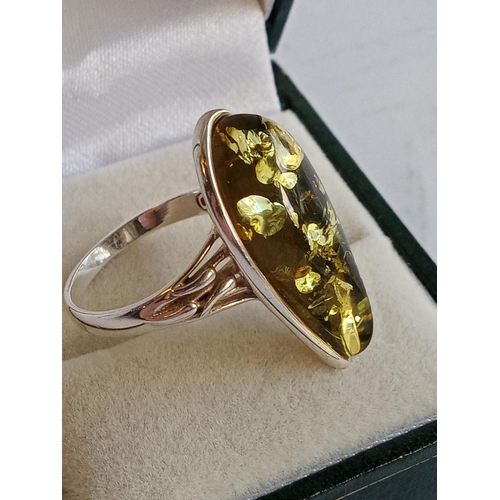 131 - Green Amber Ring