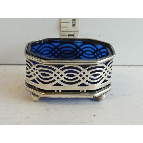 2 - Silver Salt with Blue Glass Liner