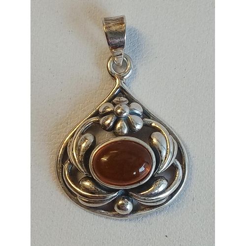 20 - Silver & Amber Pendant