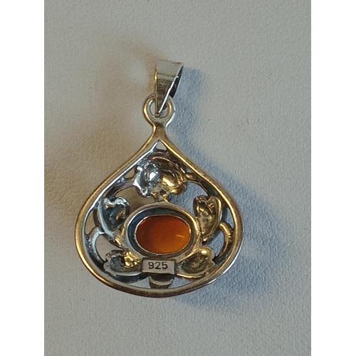 20 - Silver & Amber Pendant