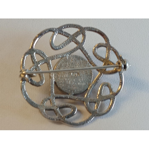 26 - Silver & Amber Brooch