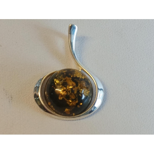 27 - Silver & Amber Pendant