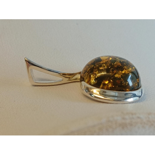 27 - Silver & Amber Pendant