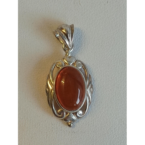 28 - Silver & Amber Pendant