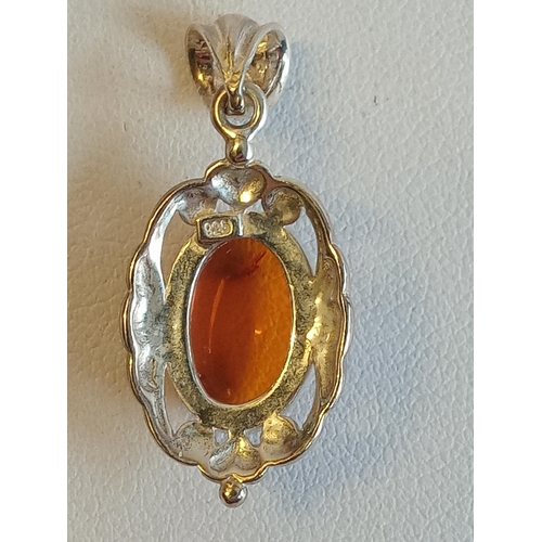 28 - Silver & Amber Pendant