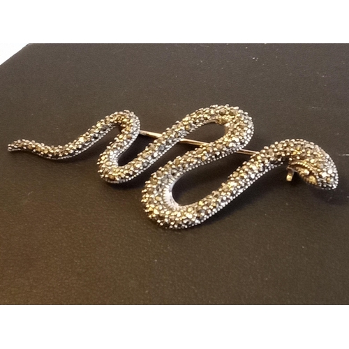 33 - Silver & Marcasite Snake Brooch