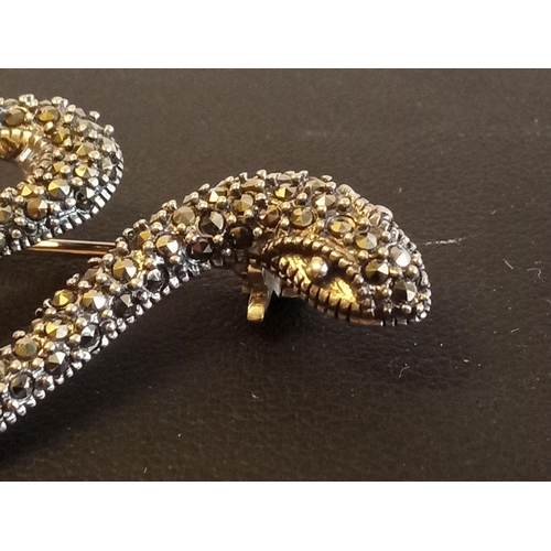 33 - Silver & Marcasite Snake Brooch