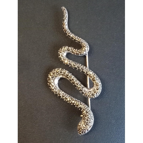 33 - Silver & Marcasite Snake Brooch